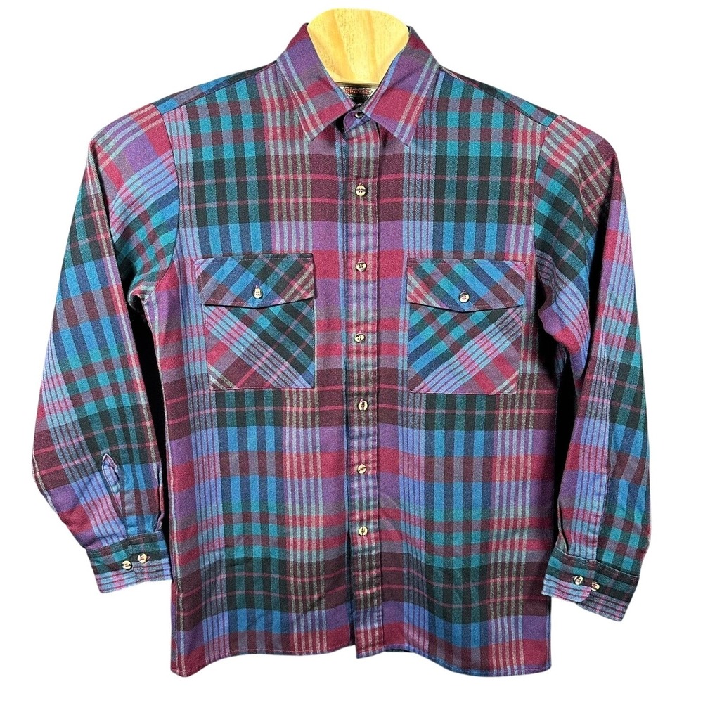 Men Medium Plaid Button Up Shirt Midwest Clothing Company Long Sleeve